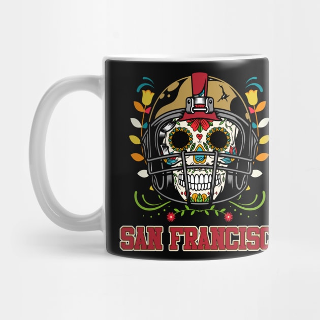 San Francisco Football Helmet Sugar Skull by TeddyTees